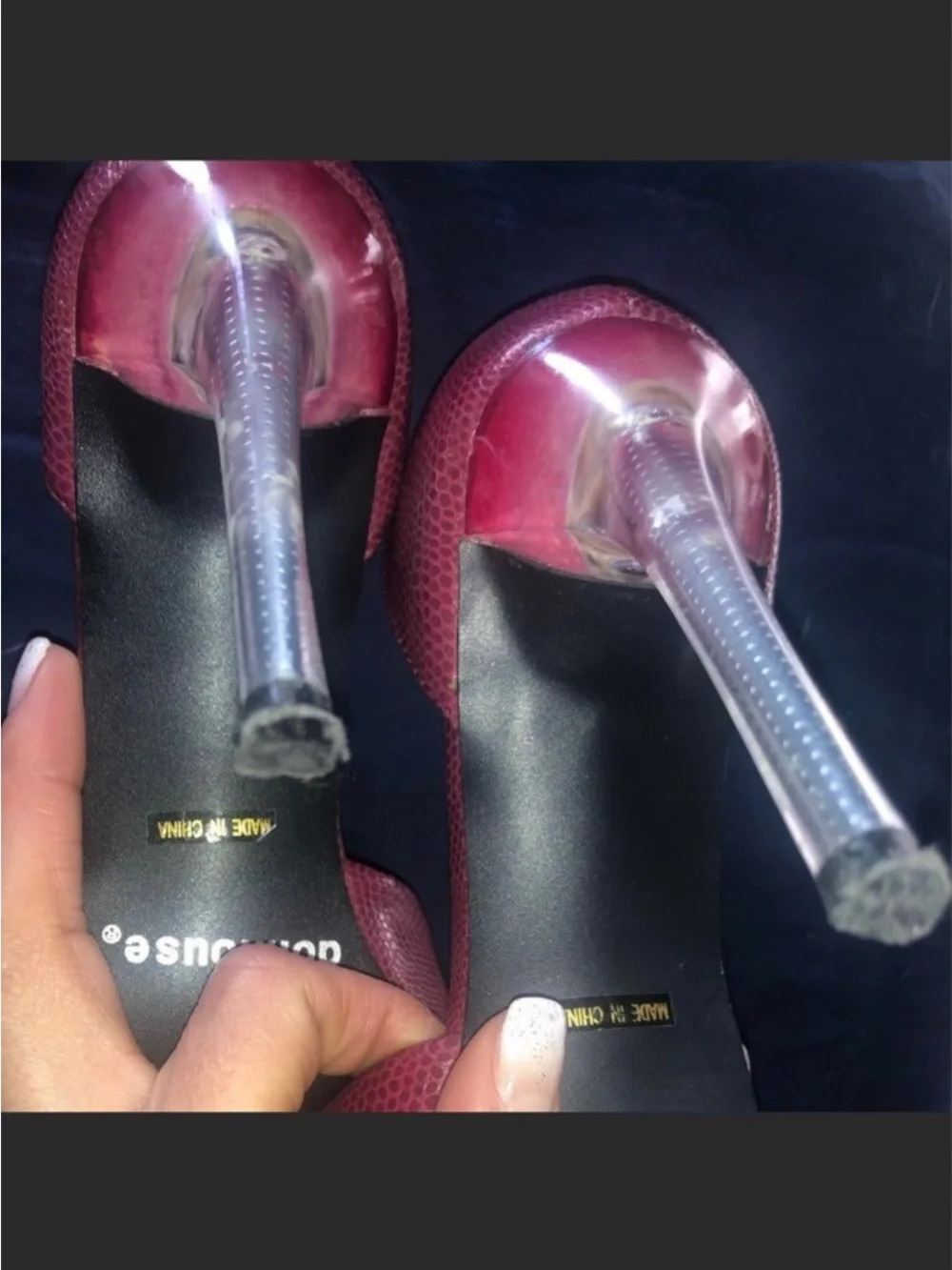 Dollhouse Burgundy Pointed Toe Sequin Embellished Heels